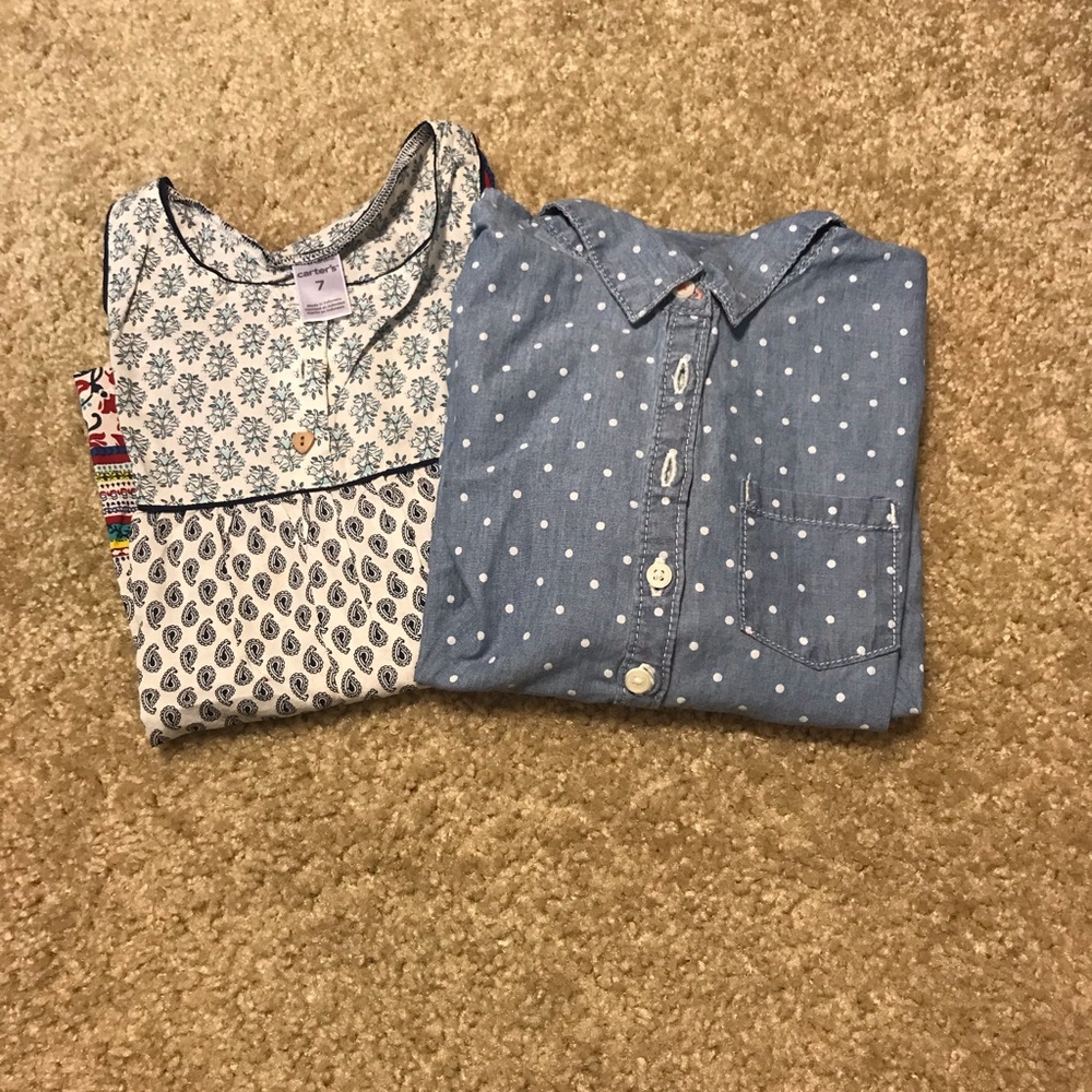Two long sleeve girls shirts. Size 7